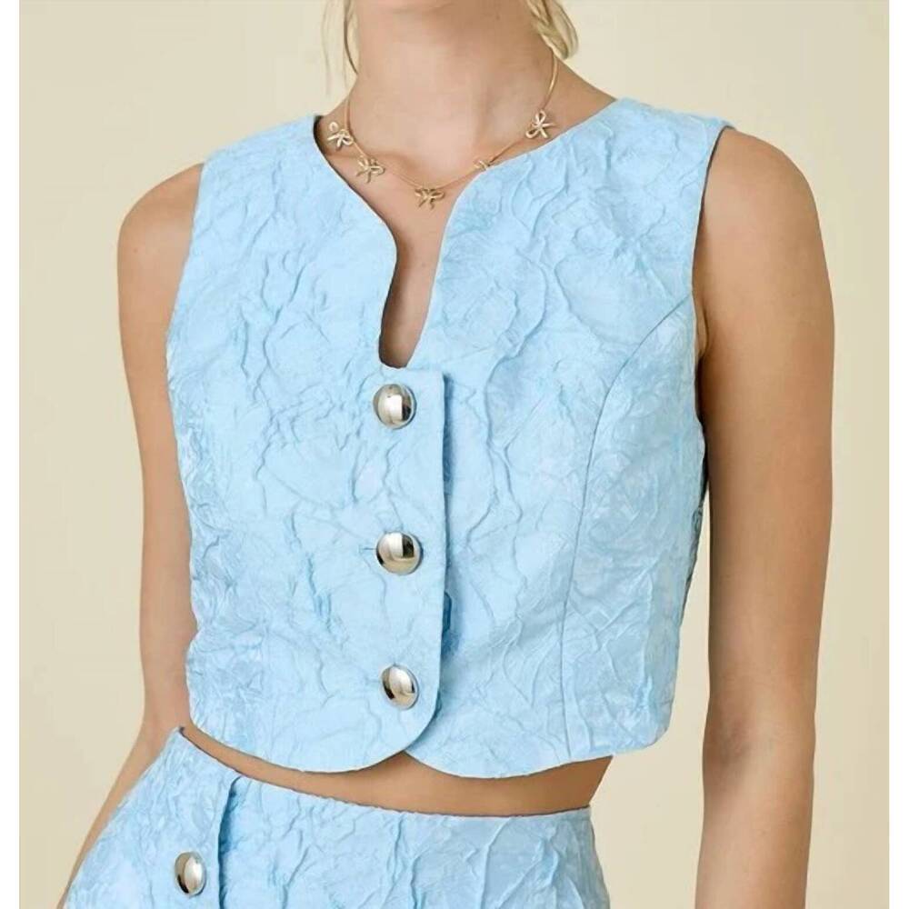 NEW DAY + MOON vivian textured vest in blue